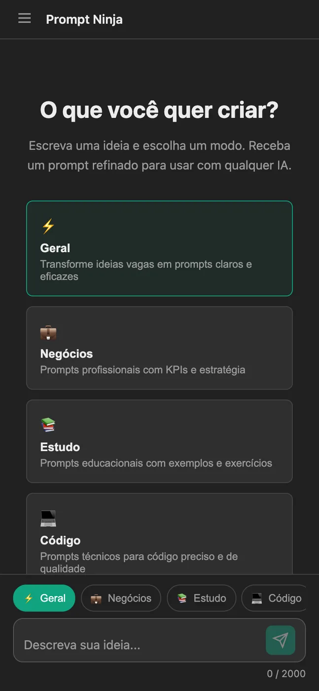 Os modos no celular